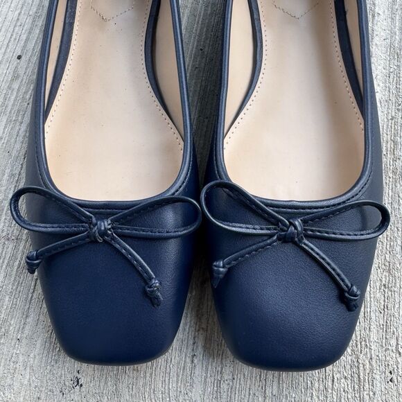 Liz Claiborne Square Toe Ballet Flats Shoes Size 9M Blue Bow Preppy Coquette NEW - Picture 3 of 9
